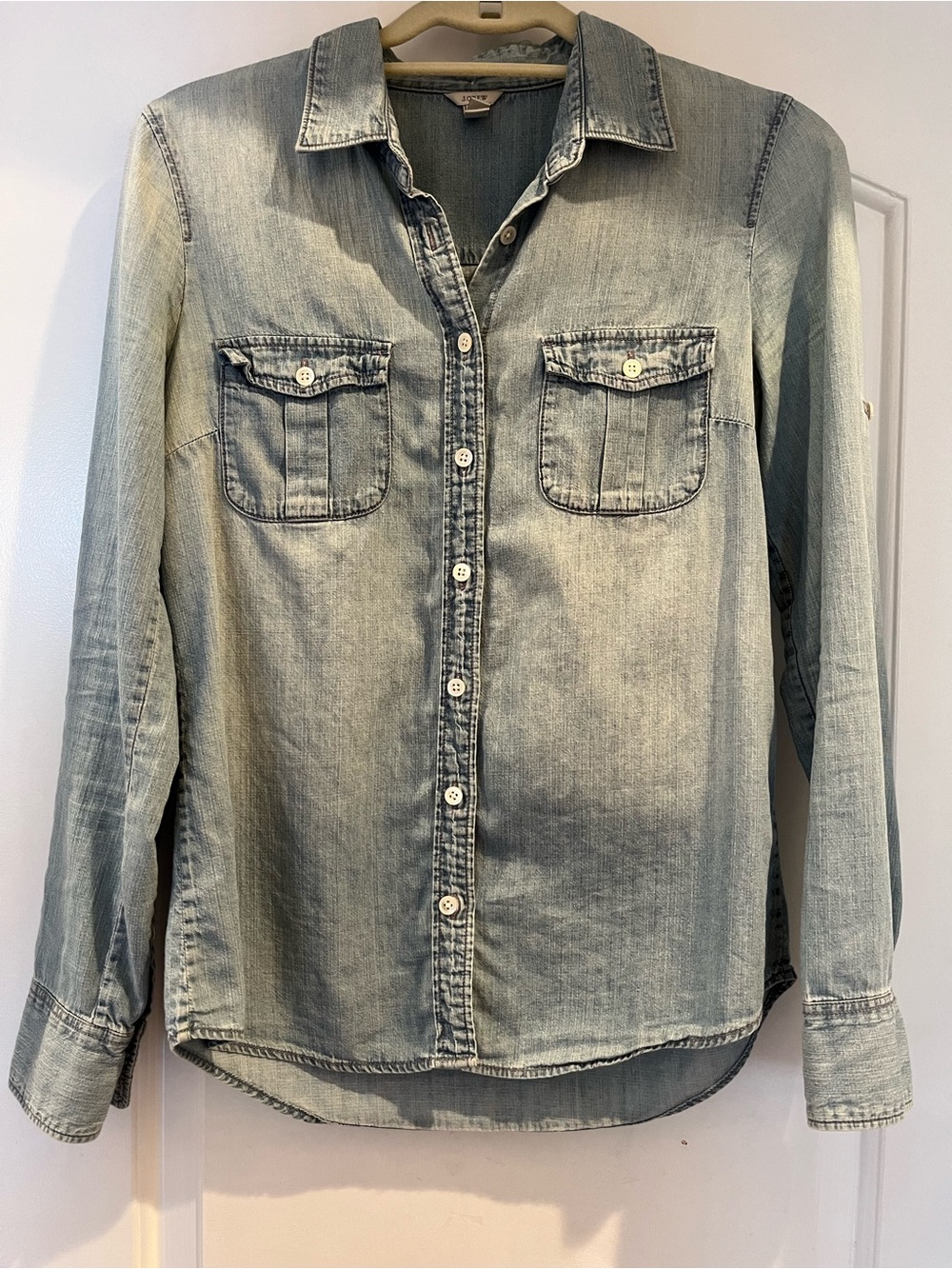 J. Crew Wash Denim Button-Down Shirt Size 2